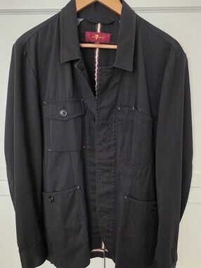 7 For All Mankind men's utility-style jacket in black. Size L, Made in China.